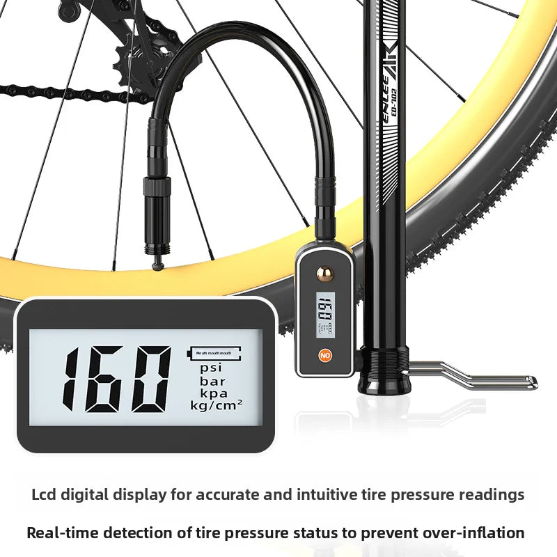Portable Bicycle Hand Pump 160PSI – Manual Pump with Gauge
