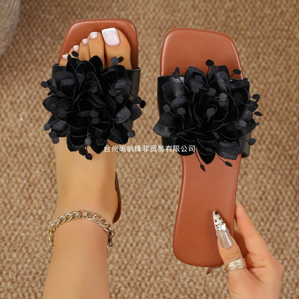2026 Women Flower Slippers Casual Walking Shoes Female Summer Fashion