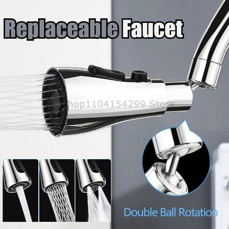 Universal 360° Rotation Kitchen Faucet Extender 3 In1 ABS Durable Water Saving Shower Spray Head Bathroom Basin Tap Replacement Zpaxo