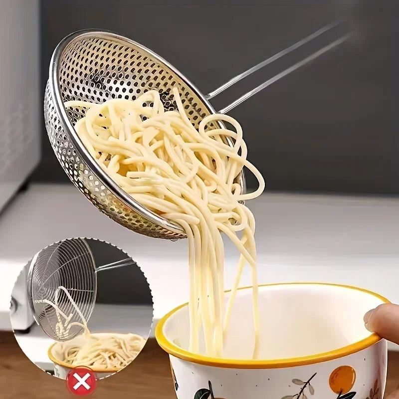 Wooden Handle Stainless Steel Small Colander Fine Mesh Oil Strainer Multi-function Filter Mesh Flour Sifter Kitchen Baking Tools Zpaxo