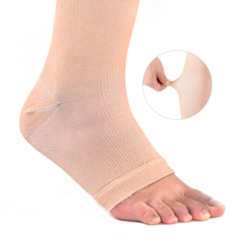 1 Pair Open Toe Knee-high Medical Compression Stockings Veins