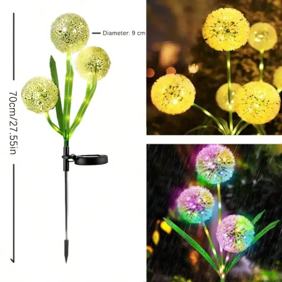 Three-head Solar-powered Dandelion-shaped Garden Light Decorative