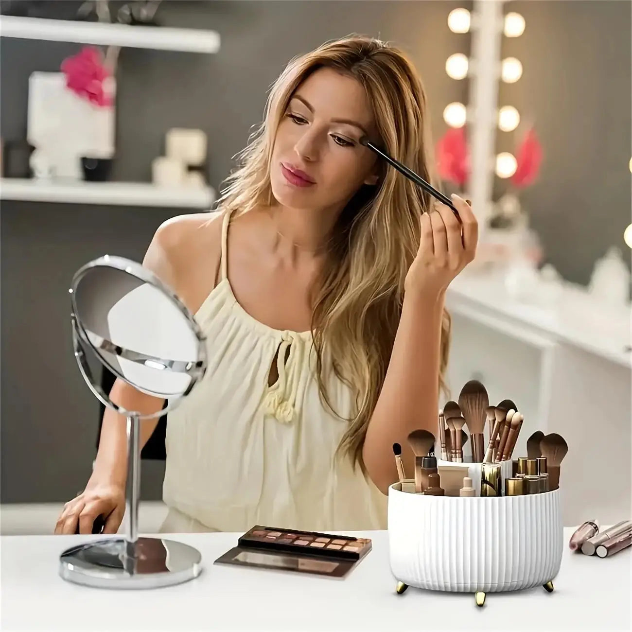 360 rotating storage box-5 plastic multifunctional cosmetic box for storing brushes, skin care products and stationery. Zpaxo