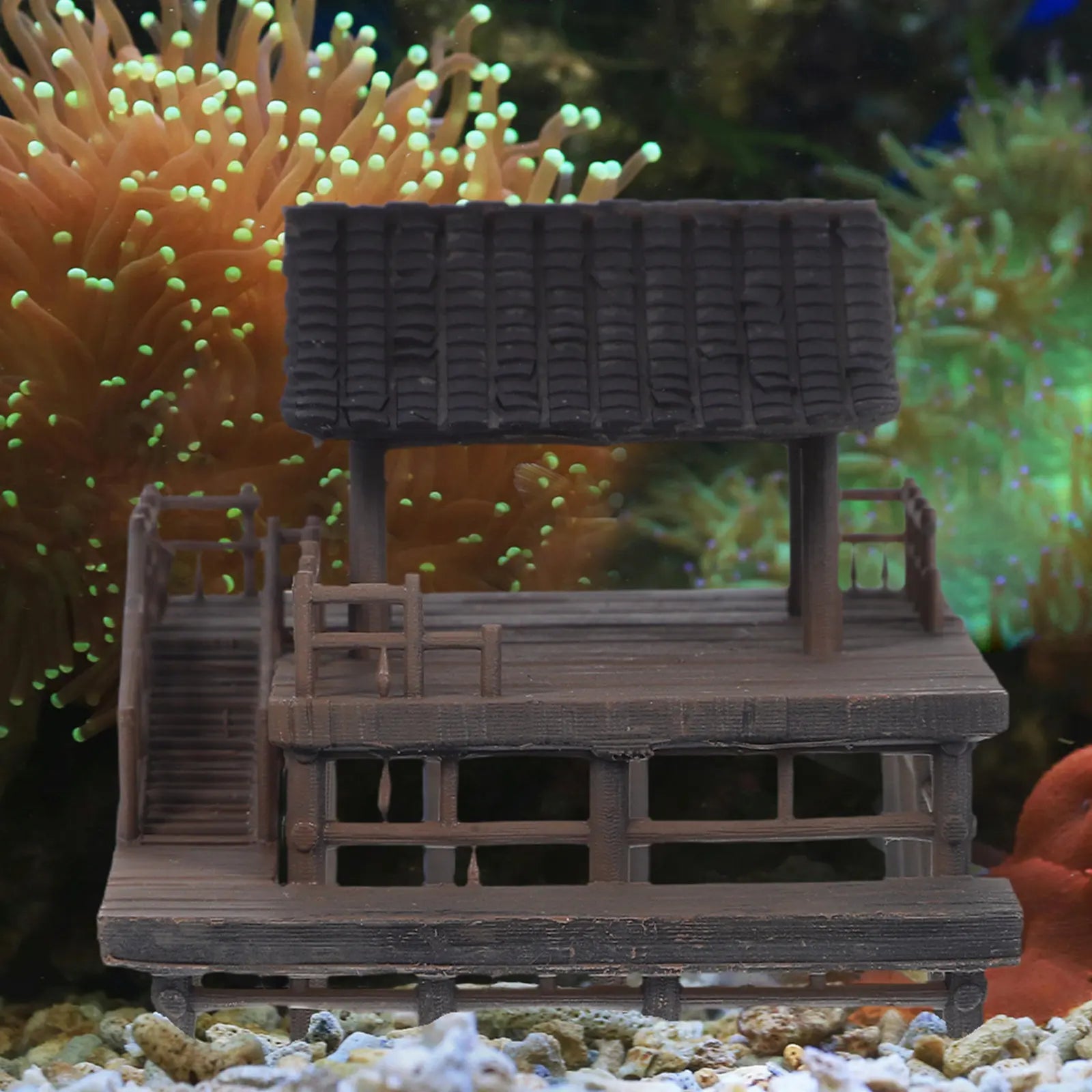 Mini Pavilion Aquarium Ornament Chinese Ancient Architecture Micro