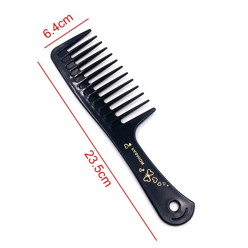 2 Types New Portable Black Wide Tooth Comb Black ABS Plastic Heat-resistant Large Wide Tooth Comb For Hair Styling Tool Zpaxo