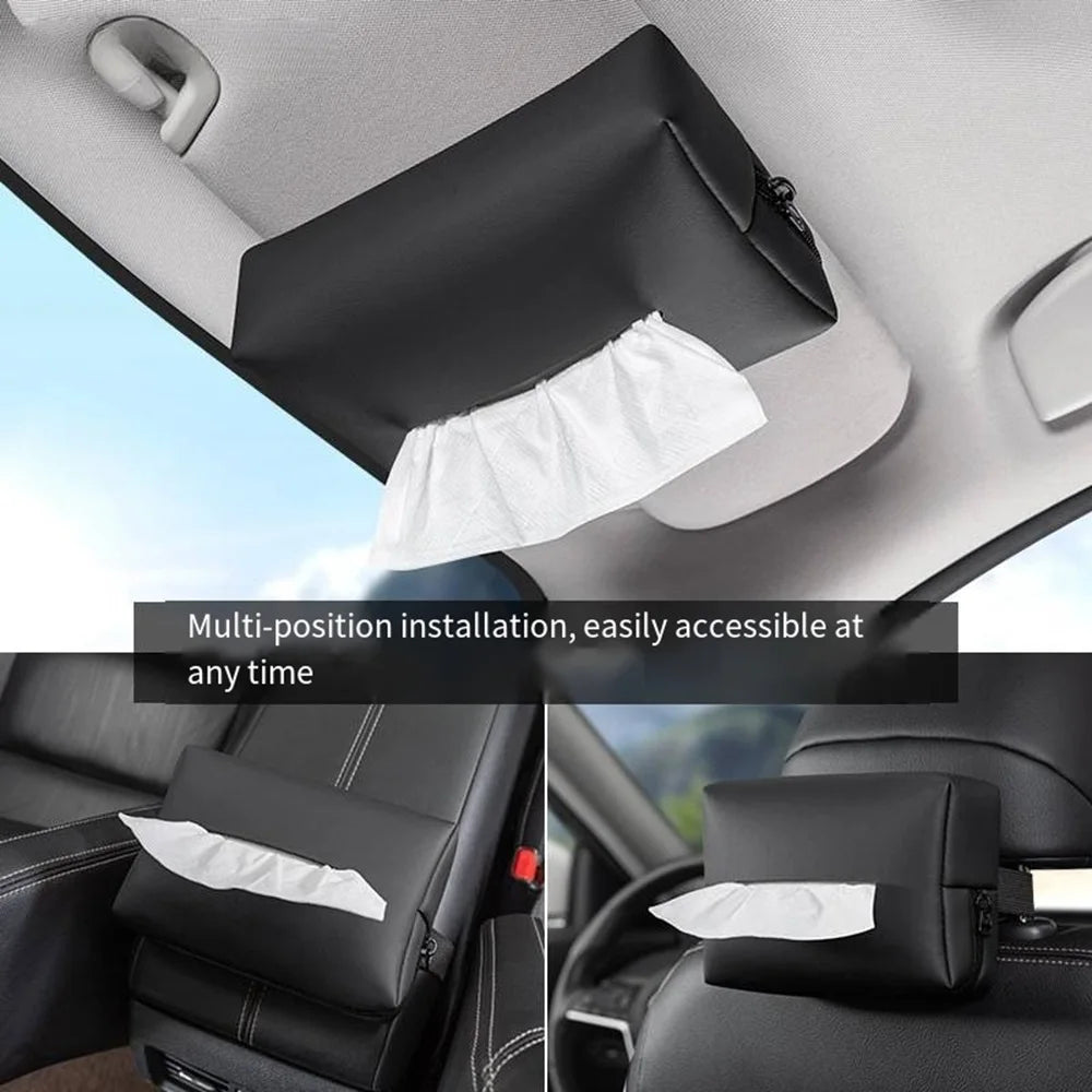 Car Interior Tissue Box Armrest Bag Drawstring Paper Napkins