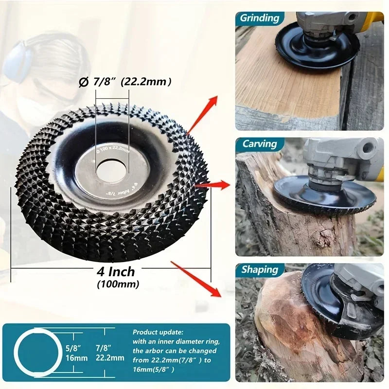 Wood Grinder Wheel Disc 4 Inch 22mm , Grinding Disc Sanding Carving Rotary Tool Rotary Tool Accessories Precision Tool for Woodw Zpaxo