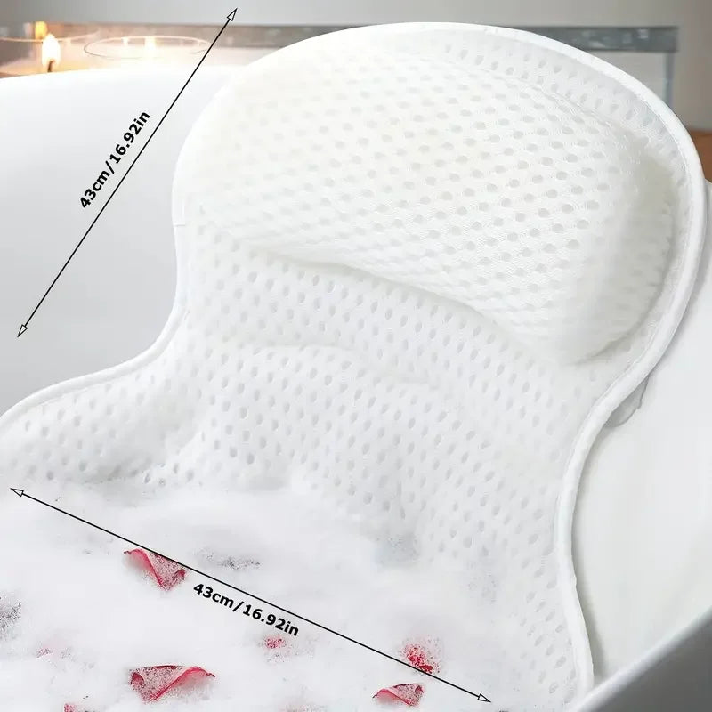 Bath Pillow Bathtub Pillow, Luxury Bath Pillows for Tub Neck and Back Support, Bath Tub Pillow Headrest with Soft 4D Mesh Zpaxo