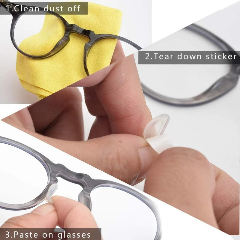 10/60pcs Silicone Adhesive Nose Pads for Glasses Non-slip Transparent Eyewear Replacement Accessories Zpaxo