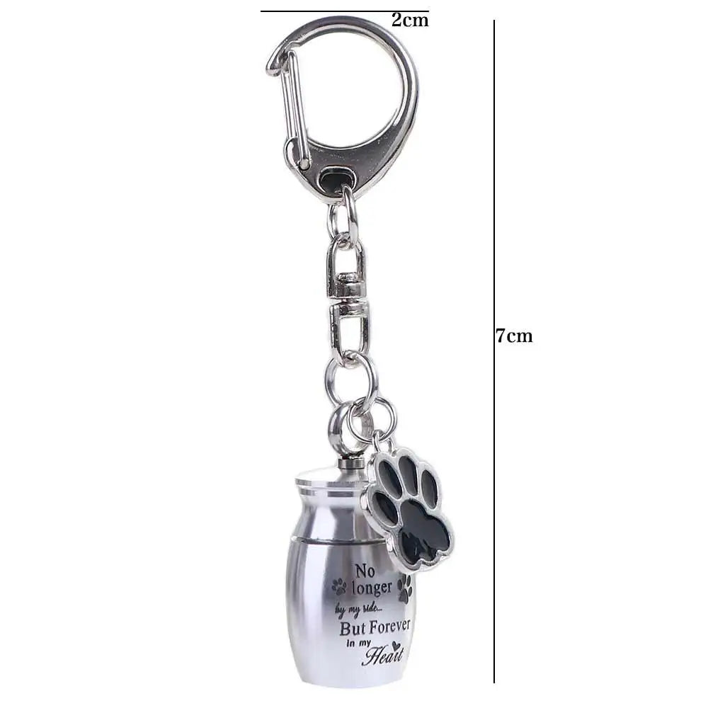 Paw Print Pet Urns Keychain Stainless Steel Dog Cat Ashes Keepsake Zpaxo