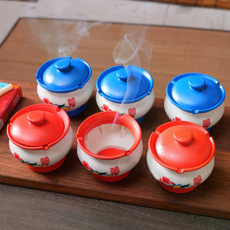 High-value Spittoon Ashtray Lid Prevent Flying Creative Unique Retro Zpaxo