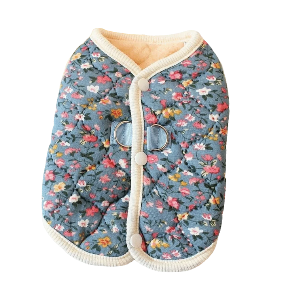 Floral Print Fleece Dog Vest – Warm Winter Pet Coat S–XXL Dog Winter Vest Zpaxo