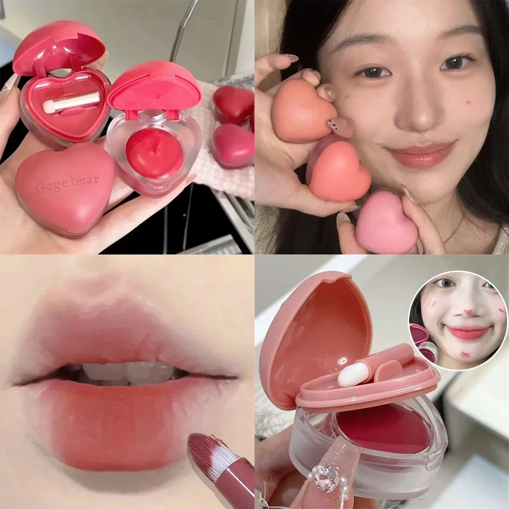 Lip&Cheek Dual purpose Makeup Lip Mud Clay Lipstick Matte Wooden Rose Lip Tint Peach Blusher Cream Lasting Natual Mousse Blush Zpaxo