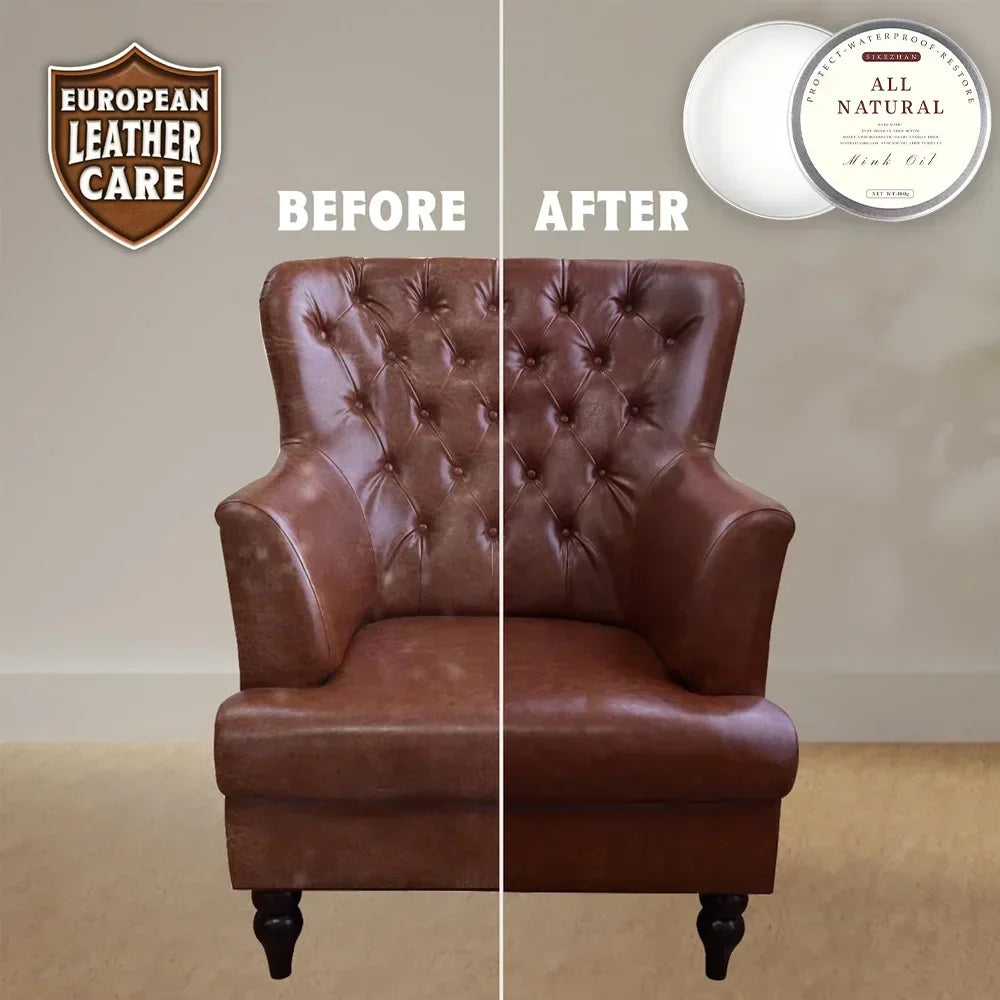 Car Leather Cleaning cream Seat Maintenance Care Oil Leather Restoration Mink Oil Cream Leather Sofa car Interior Polishing Zpaxo