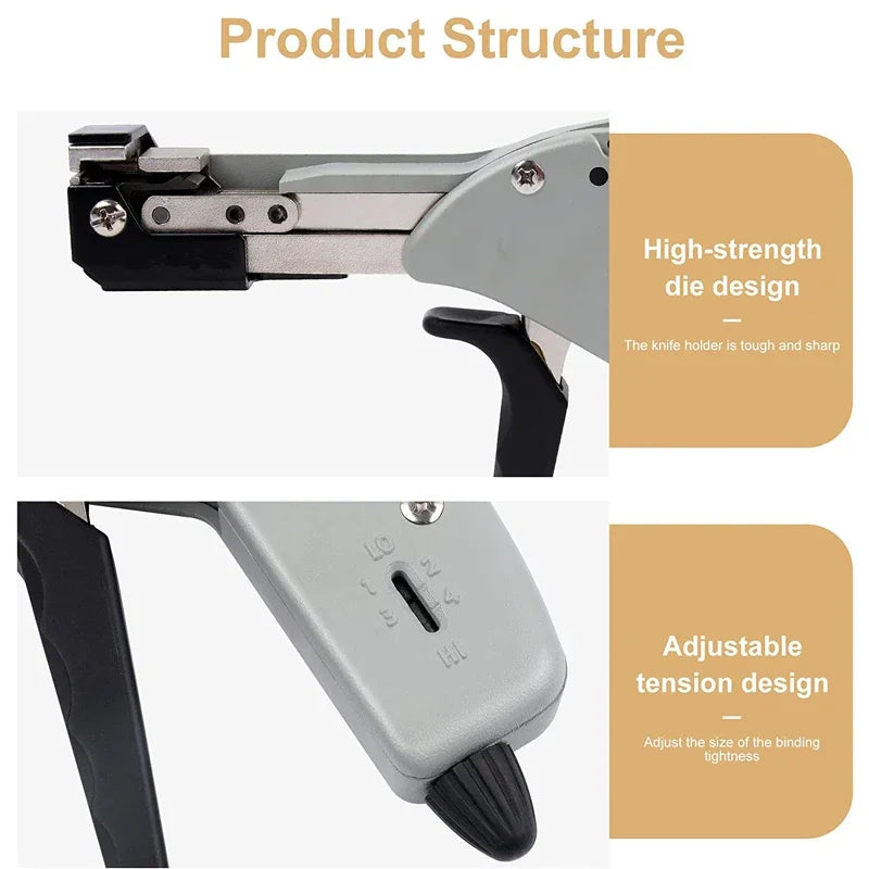 Stainless Steel Cable Tie Gun Adjustable Tension Fastening Tool