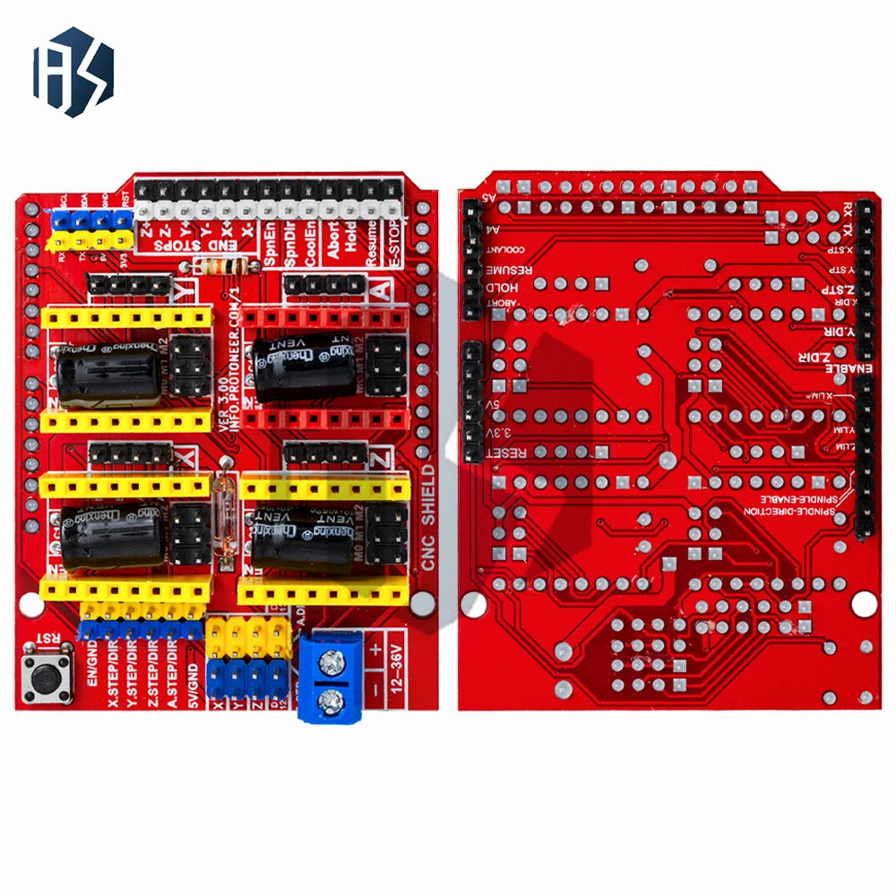 ‌CNC Shield V3 (GRBL-Compatible) for Arduino forUno – 4x A4988/DRV8825 Stepper Motor Driver Bundle for CNC Milling, 3D Printi Zpaxo