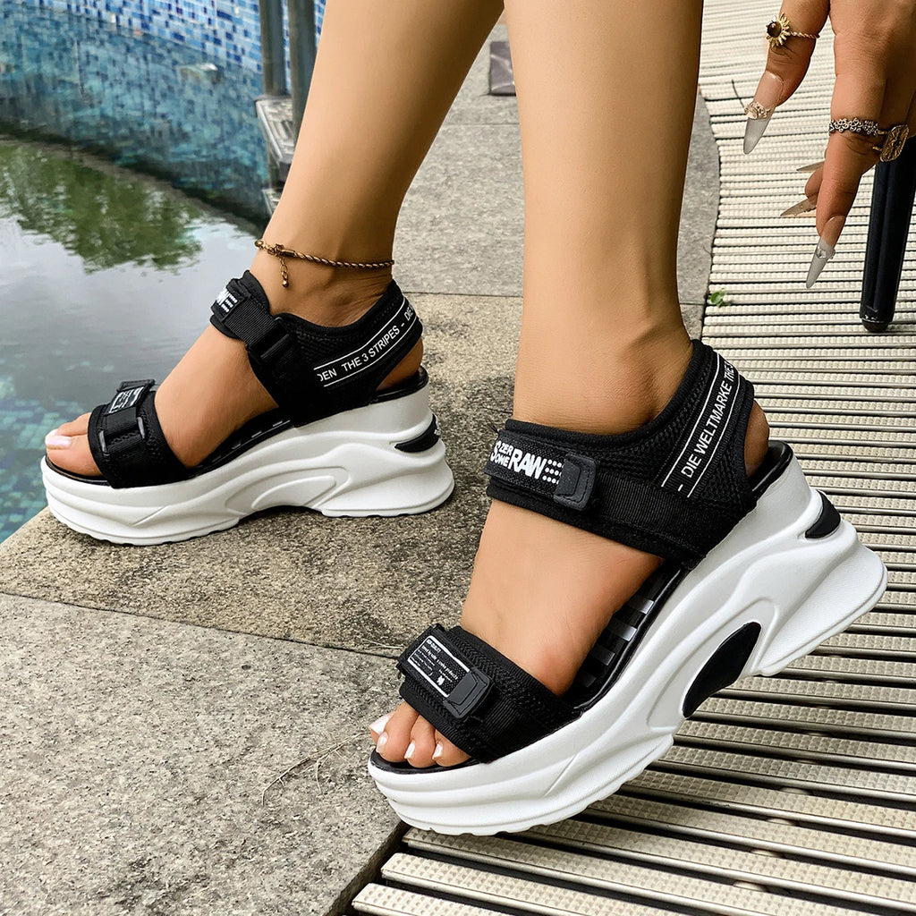 Summer Ladies Sandals Platform Wedge Heels Shoes Casual Heightening Zpaxo