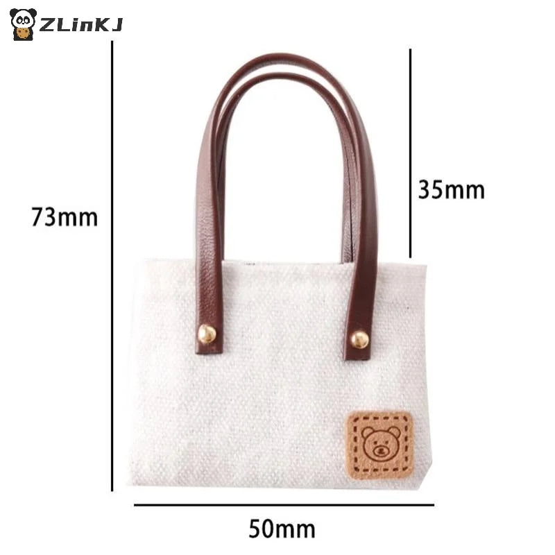 ▶Dollhouse Mini Simulation Canvas Bag Shoulder Bags Doll Clothes Accessories Micro Scene Decoration Pretend Play Toys Zpaxo