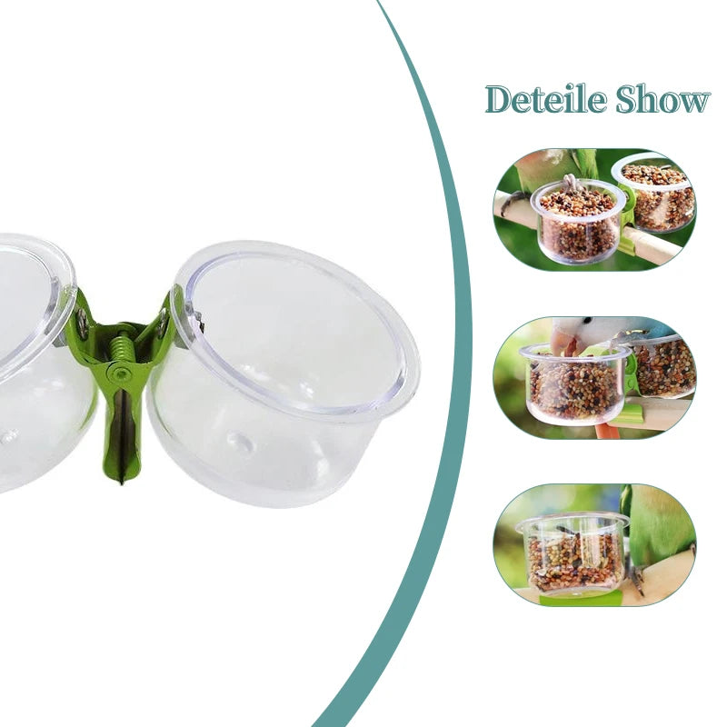 Parrot Food Bowl Feeder Cup With Clip Small Pet Bird Feeder Water Bowl Bird Cage Feeder Pet Feeding Basin Bracket Accessories Zpaxo