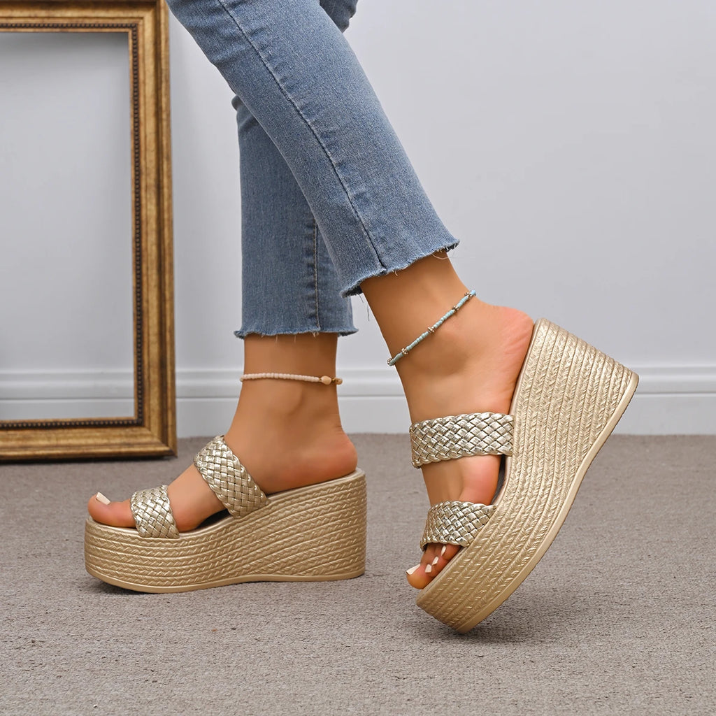 Women Sandals Comfortable Gold Wedges Shoes Women2026 Summer Outdoor Zpaxo