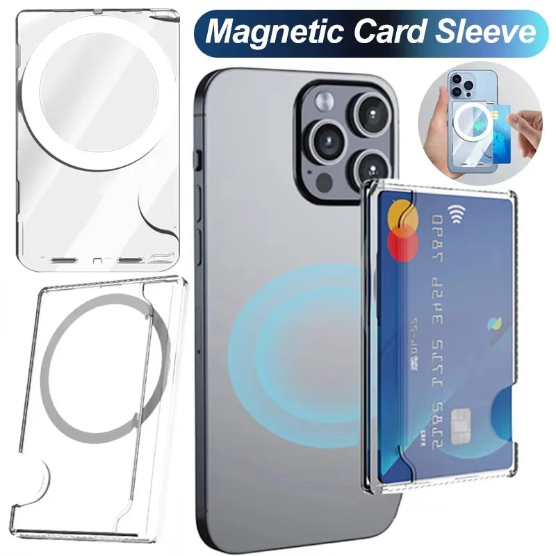 Magnetic Card Transparent Case Wallet Clear Storage Box Holder Apple