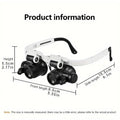 ▶1Pcs 8X/15X/23X Magnifying Glass Jeweler Watchmaker With LED Light Telescopic Headband Magnifier Glasses Zpaxo White