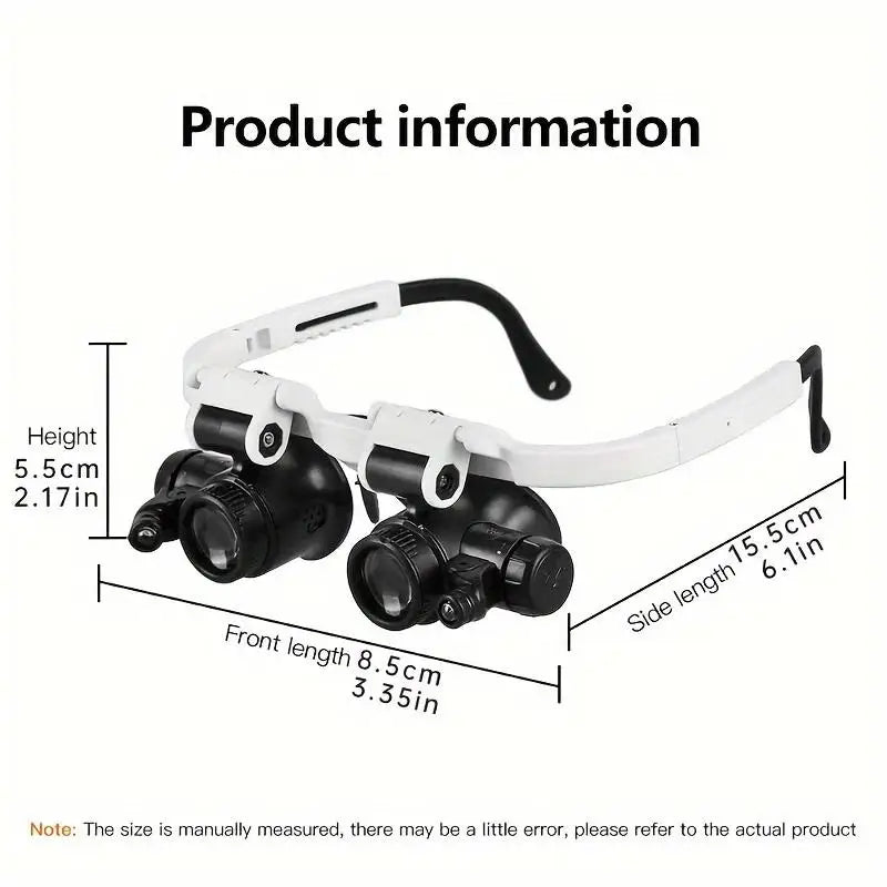 ▶1Pcs 8X/15X/23X Magnifying Glass Jeweler Watchmaker With LED Light Telescopic Headband Magnifier Glasses Zpaxo White
