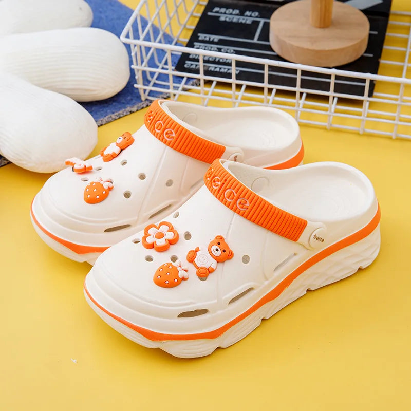 Women Chunky Platform Clogs Sandals Summer Non-slip Beach Slippers Zpaxo Beige 39-40