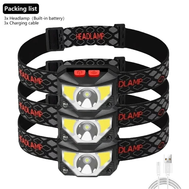 KDULIT COB LED Headlamp – Motion Sensor, 6 Modes, IPX4
