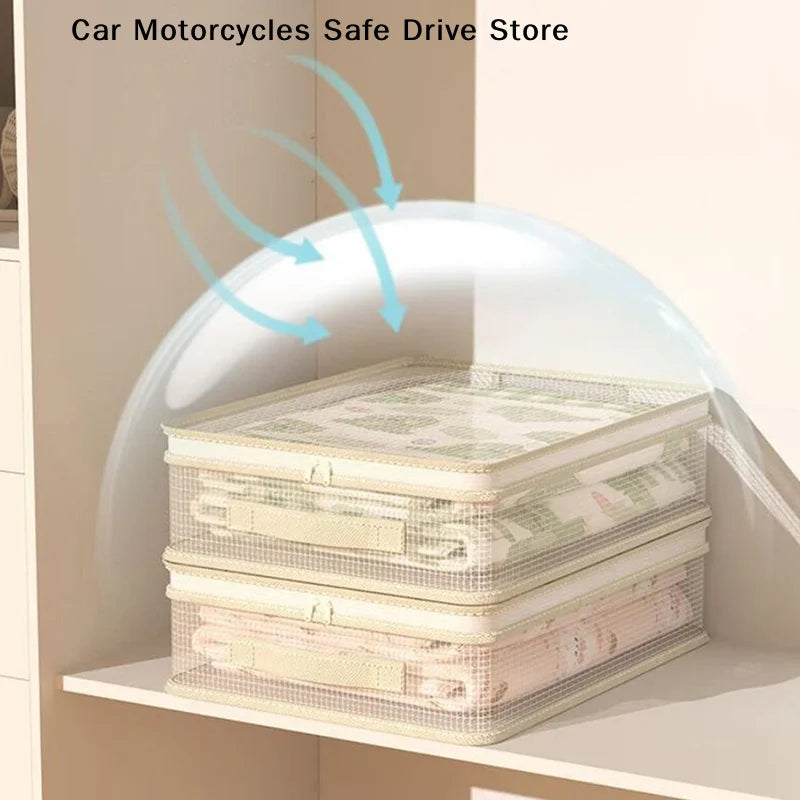 CM1Pcs Foldable Bed Sheet Storage Bags Transparent Clothes Blankets
