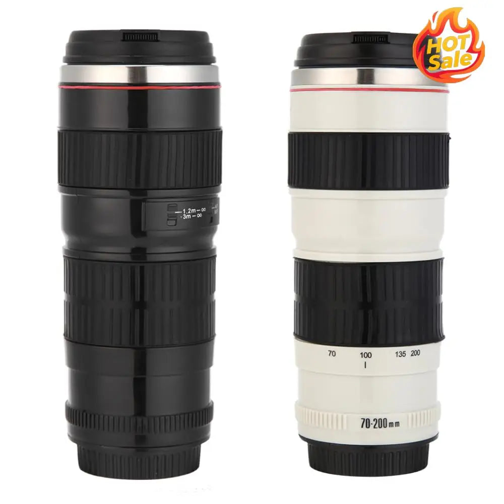 400ml Camera Lens Coffee Mug Leak Proof Photo Coffee Cup Novelty Stainless Steel Water Bottle Gifts for Lovers Valentine's Day Zpaxo