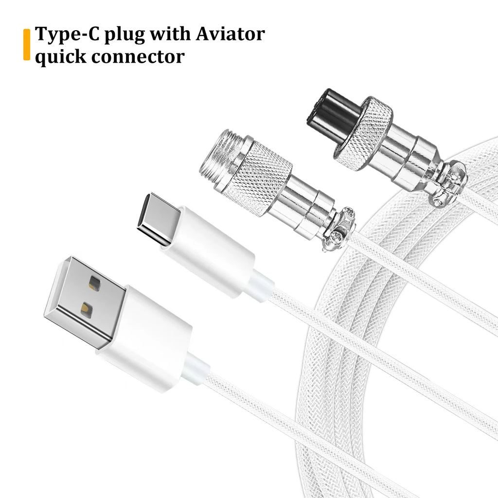 Type C Mechanical Keyboard Coiled Cable USB Keyboard Wire Mechanical Keyboard Cable Aviator Desktop Computer Aviation Connector Zpaxo