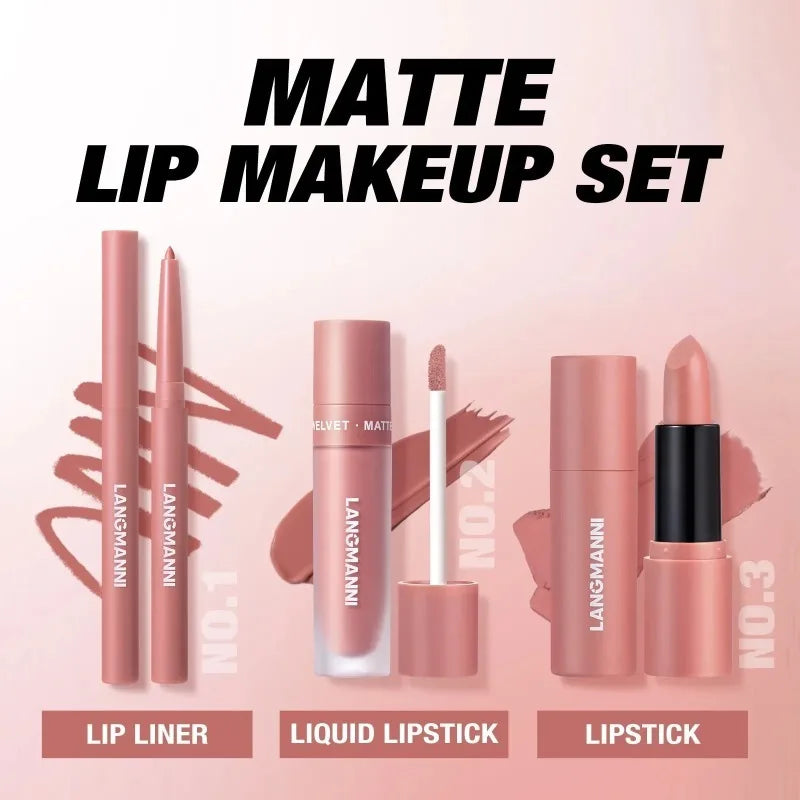Lip Liner Lipstick Waterproof Long-lasting Gloss Matte Velvet Nude
