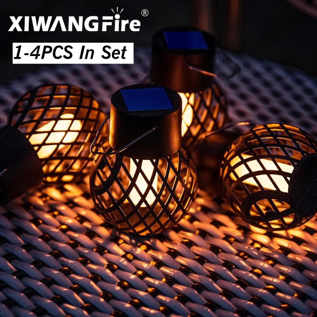 1- Solar LED Outdoor Flame Effect Hanging Lantern Waterproof Garden Zpaxo