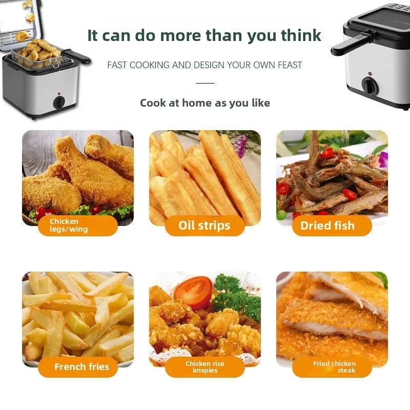 2.5L Electric deep fryers Oil Oven Stainless Steel Small Oil fryer chicken French Fries Frying Machine Heating Cooker deep fryer Zpaxo