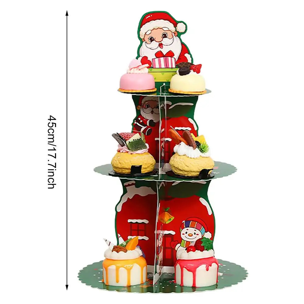 Christmas Cupcake Stand 2 Holder 3 Tier Dessert Tower Tray Donut