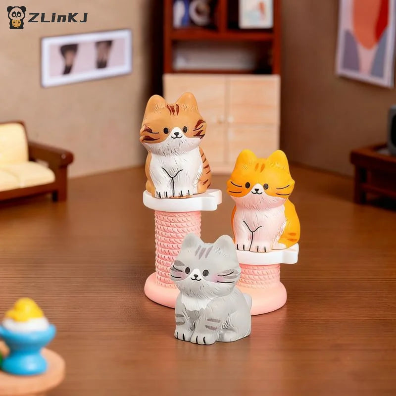 ▶6Pcs Resin Cute Cat Figurines Hand Painted Tiny Kitten Models Craft For Fairy Garden DIY Micro Landscape Decor Accessorie Zpaxo