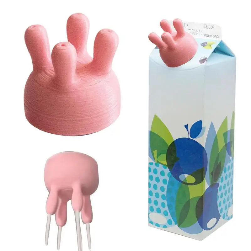 Milk Bottle Cap Carton Diverter Cartoon Reusable Juice Drinking