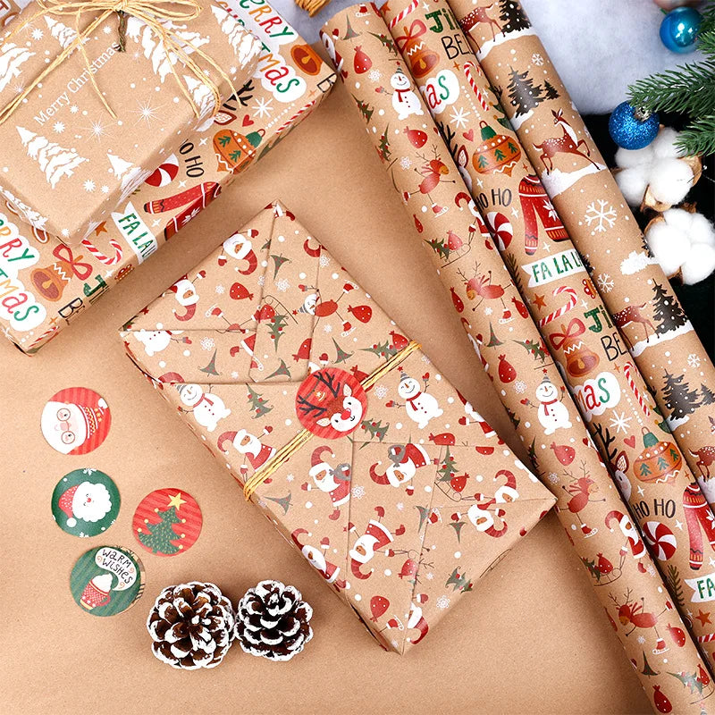 Christmas Kraft Wrapping Paper 50x70cm – Recyclable Gift Wrap