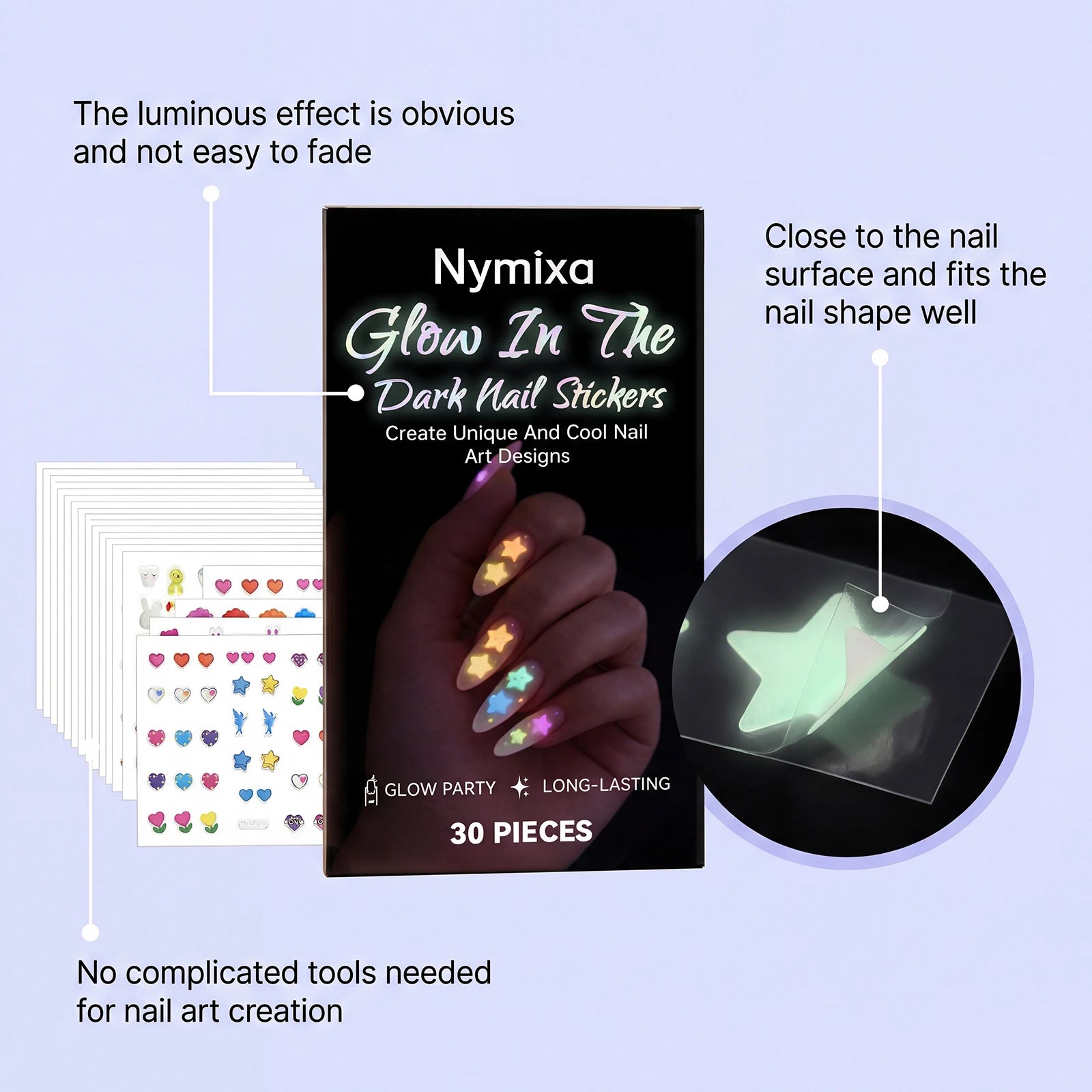 Glow in the Dark Fluorescent Nail Polish Set – 5 Neon Colors Gel Nail Polish Set Zpaxo