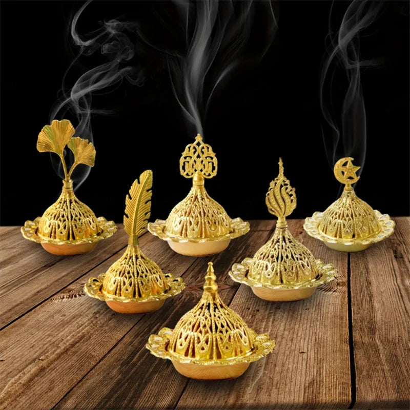 Middle Eastern-style Openwork Metal Incense Burner Arabian Gold