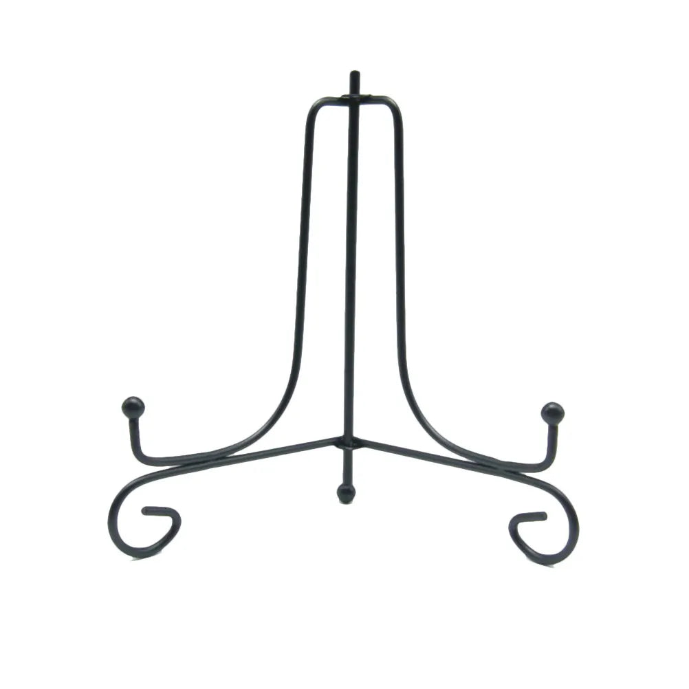 Black Wrought Iron Dish Holder Plate Display Stand Modern Bending Leg