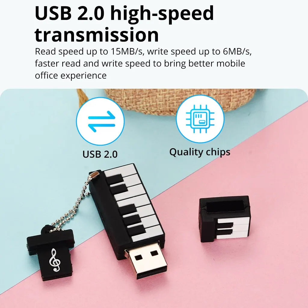 Cartoon Piano Key Flash Drive 64GB Memory Stick USB 64GB2 0 Pen Zpaxo