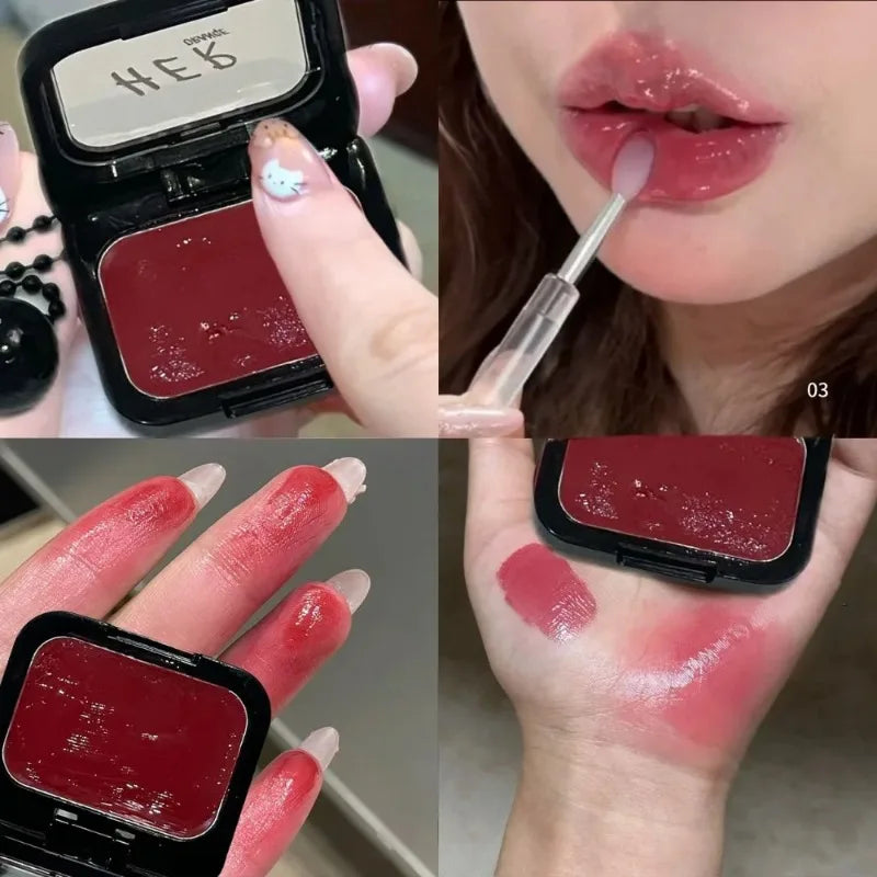 Water Gloss Lipstick Cream Rose Red Multi-use Cheek Lip Tint Easy