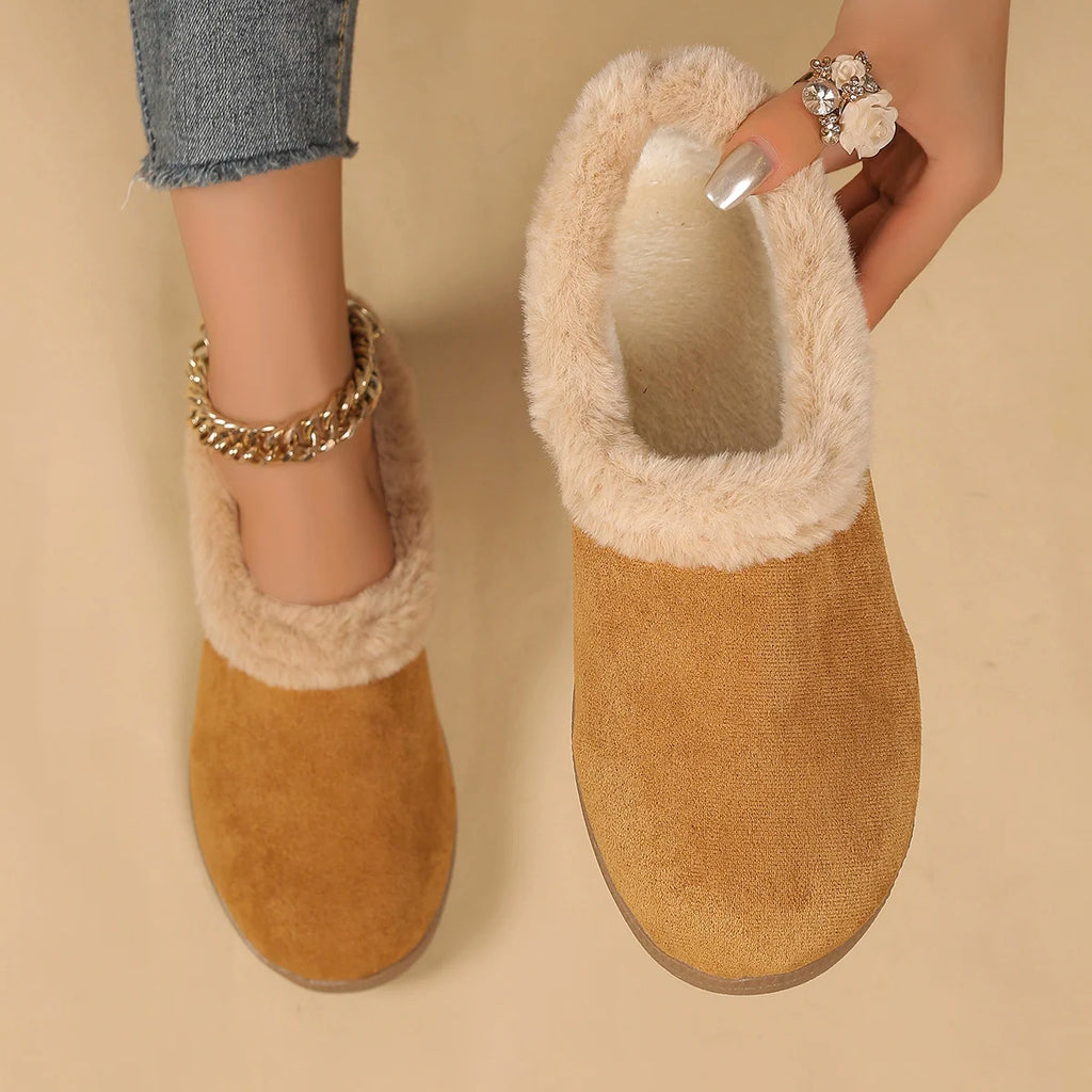 2025 New Women Snow Boots Casual Thick-soled Indoor Shoes Anti-slip Warm Fur Lining Shoes Women Fashion Fluffy Ankle Boots Women Zpaxo