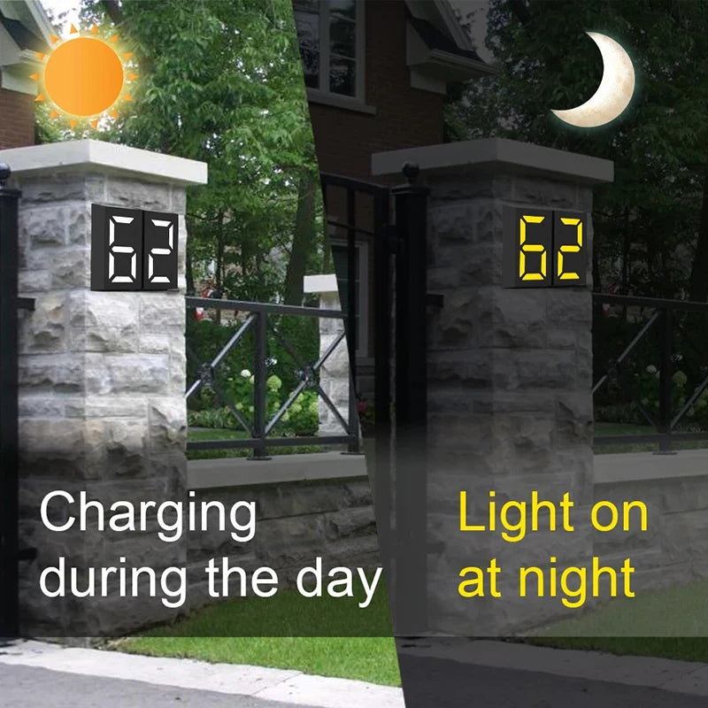 Solar LED Lights Outdoor Transform House DIY Door 0-9 Number Lamp RGB Zpaxo
