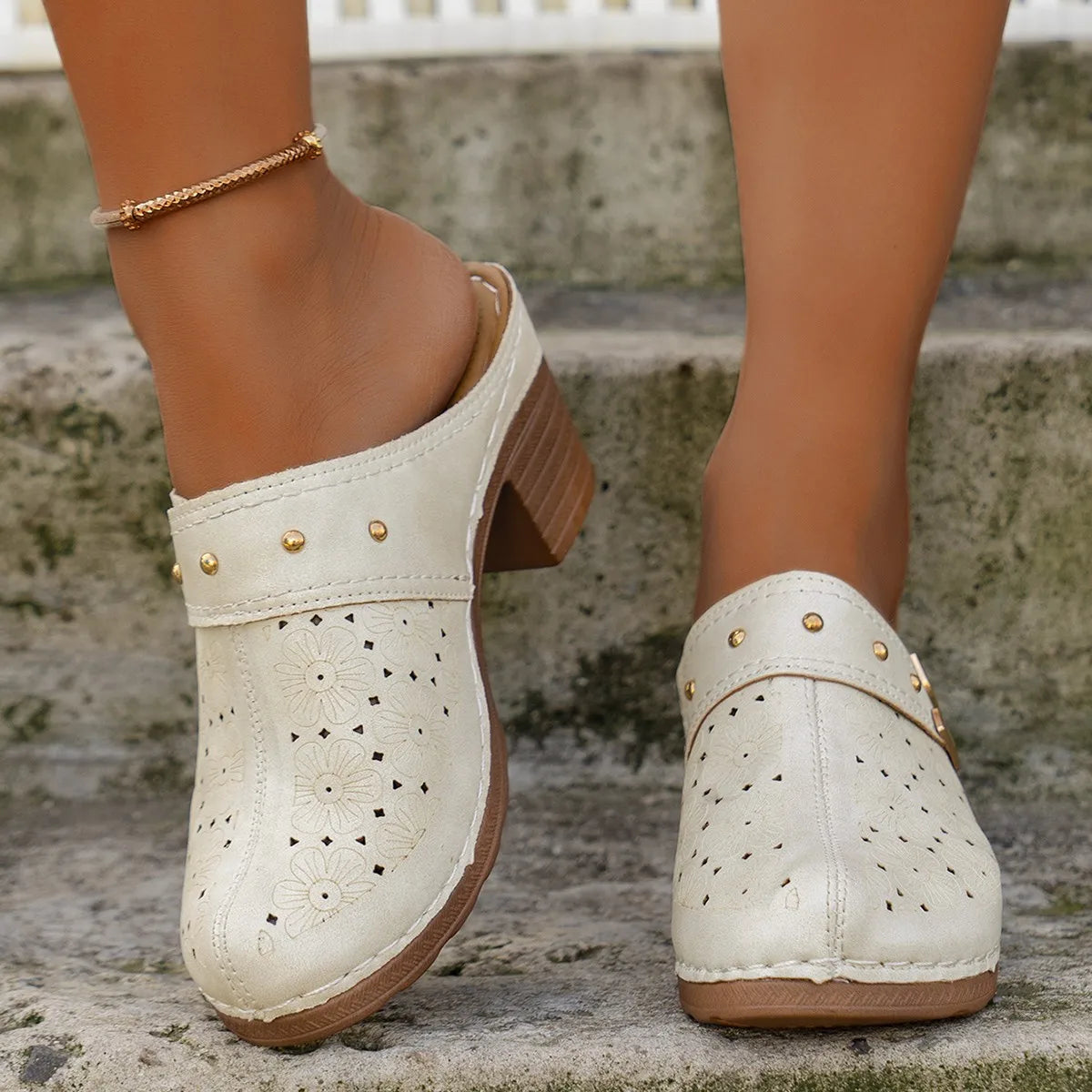 Women Slippers Chunky Heels Platform Sandals Height Increase Lady Zpaxo WHITE 39