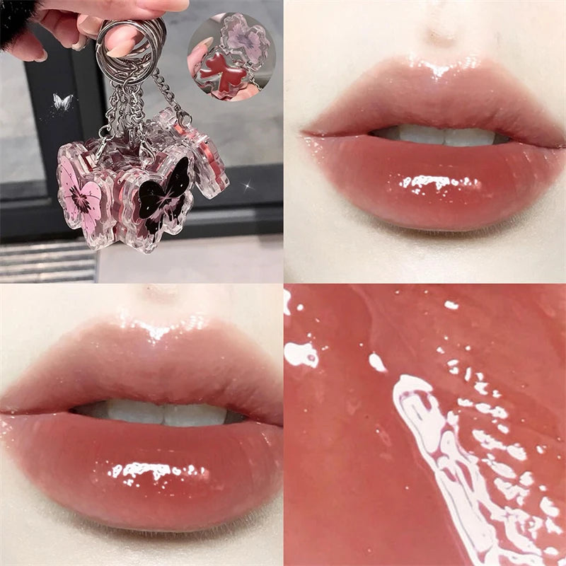 Butterfly Jelly Mirror Water Lip Gloss Portable Moisturizing Lip Balm Waterproof Liquid Lipstick Lipgloss Makeup Korean Cosmetic Zpaxo