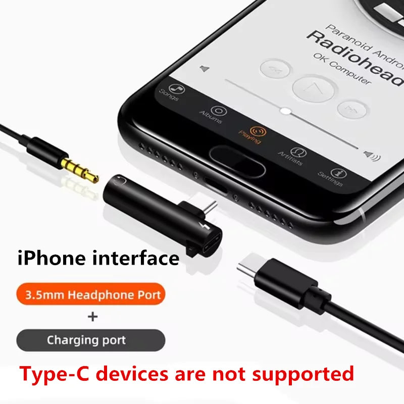 1 Audio Headphone Charging Dual Adapter Splitter Iphone XR XS X 7 8
