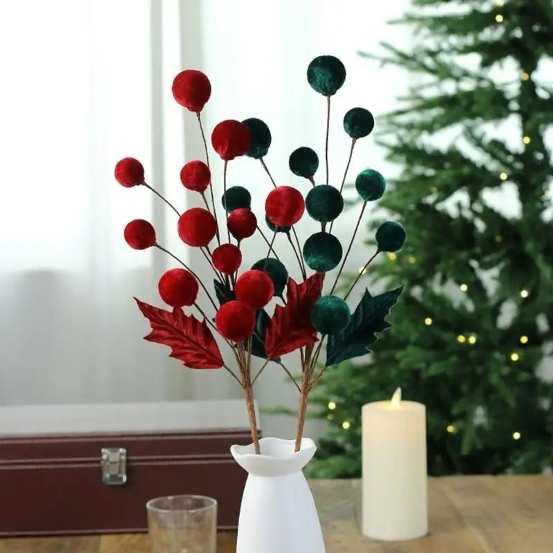 Christmas Tree Ornament Stem Delicate Velvety Ball DIY Wreath